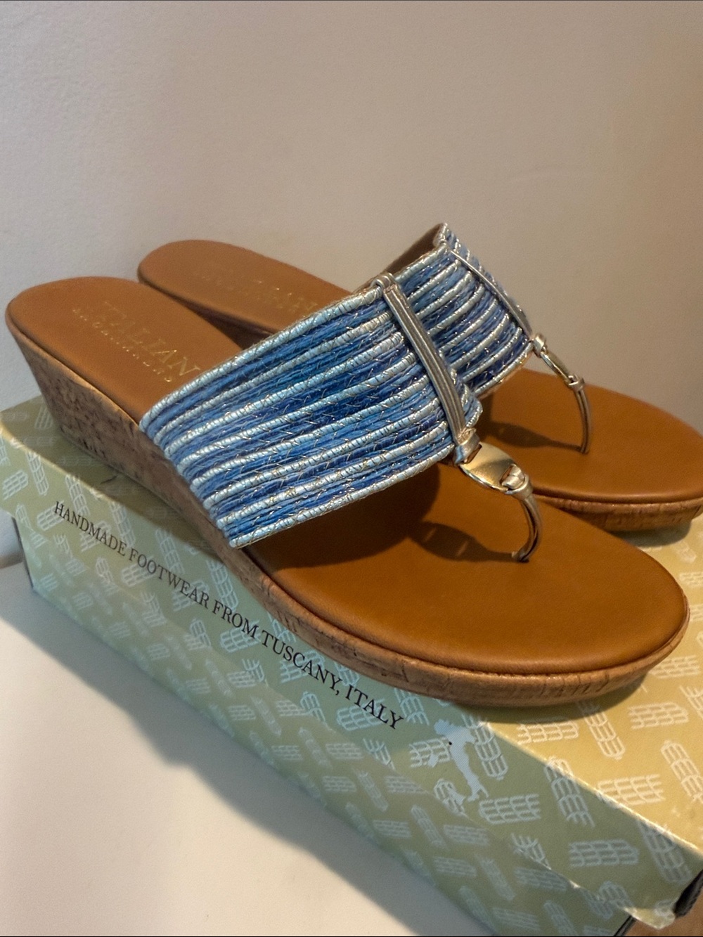Italian Shoemakers Aby Denim Mult Wedge Sandals With Box. Women’s 10.